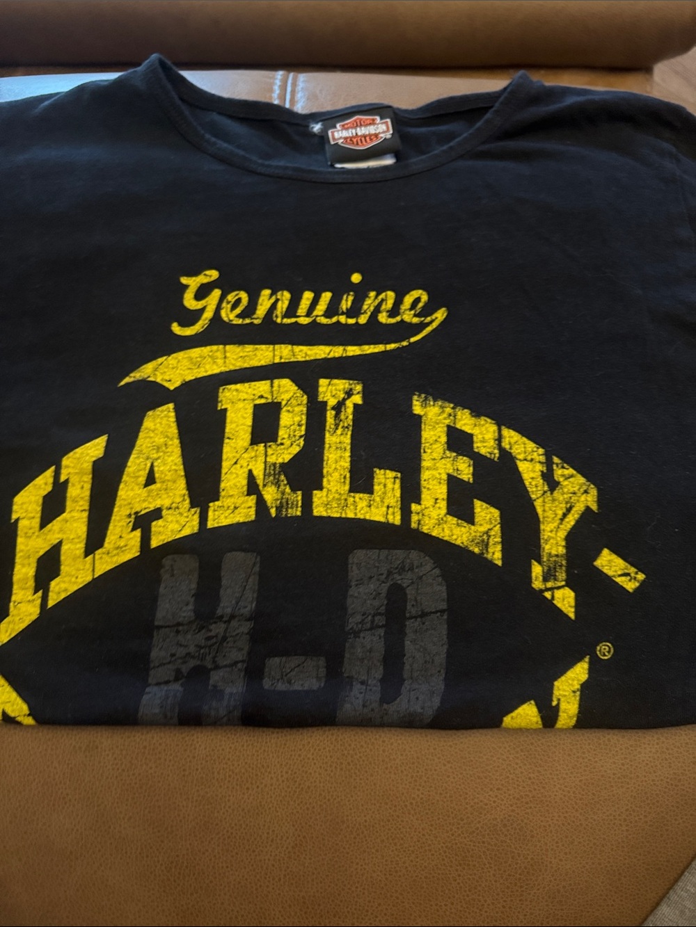 Harley-Davidson Black Tee with Yellow Distressed Logo - Kids